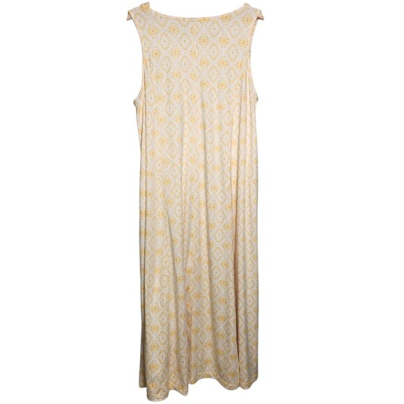 Cuddl Duds 1XP Maxi Dress Yellow Wht Flexwear Jersey Paneled Sleeveless No Belt - Picture 2 of 7